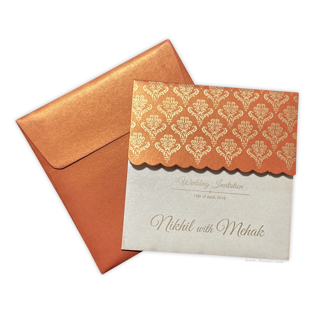 His and Her 6 x 6 Orange and White Custom Invitation Card, Bride & Groom Set Custom Wedding Invitation Card AM-202  Raniti LLC - Custom Invitations & Stationery