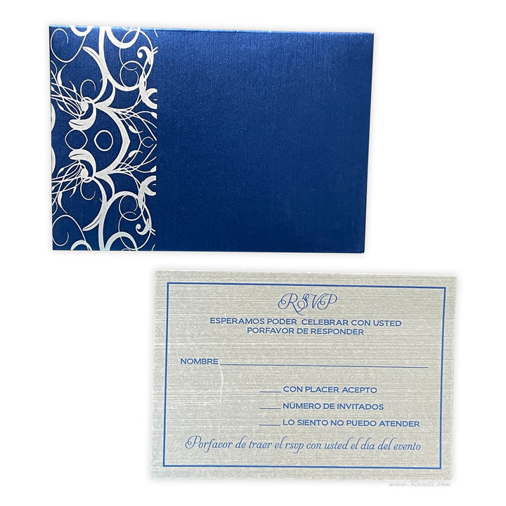 His and Her 6 x 6 Blue and White Interfaith Custom Wedding Invitation Card, Bride & Groom Set Custom Wedding Card AM-22  Raniti LLC - Custom Invitations & Stationery