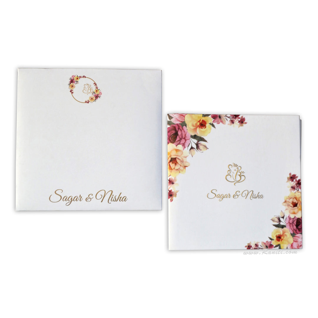 Vintage Floral Print Classic Custom Embossed Monogram Wedding Invitation Card AM-304  Raniti LLC - Custom Invitations & Stationery