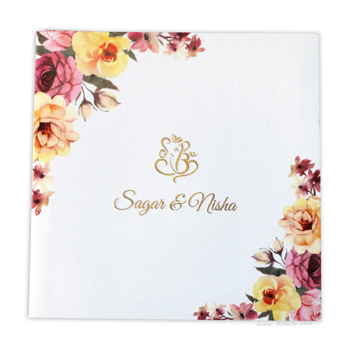 Vintage Floral Print Classic Custom Embossed Monogram Wedding Invitation Card AM-304  Raniti LLC - Custom Invitations & Stationery