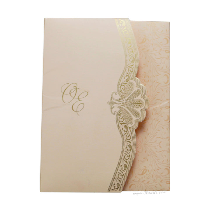 Trifold His and Her Blush pink and White Custom Invitation Card, Bride & Groom Invitation AM-319  Raniti LLC - Custom Invitations & Stationery