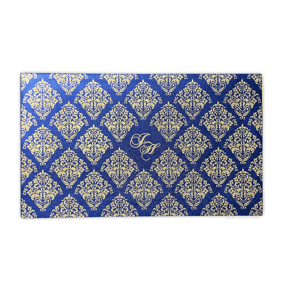 Blue and Golden Rectangle Custom Invitation Card AM-32  Raniti LLC - Custom Invitations & Stationery