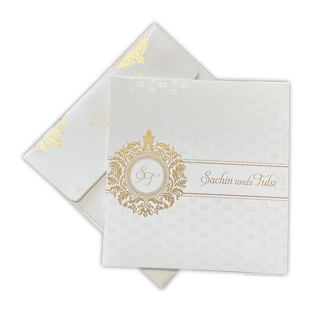 Classic Square 6x6 White Custom Invitation Card | Classic White Custom Invitation Card with Multiple Inserts AM-37  Raniti LLC - Custom Invitations & Stationery