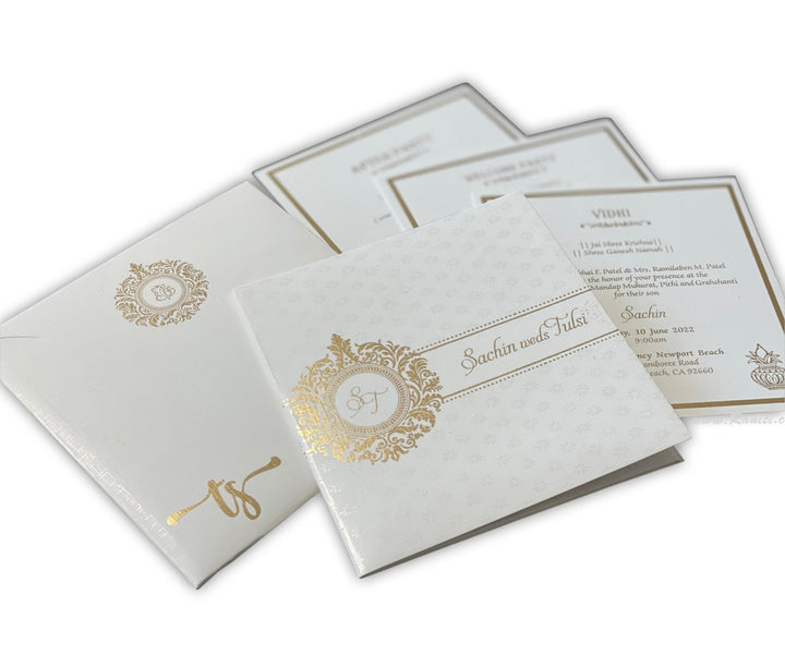 Classic Square 6x6 White Custom Invitation Card | Classic White Custom Invitation Card with Multiple Inserts AM-37  Raniti LLC - Custom Invitations & Stationery