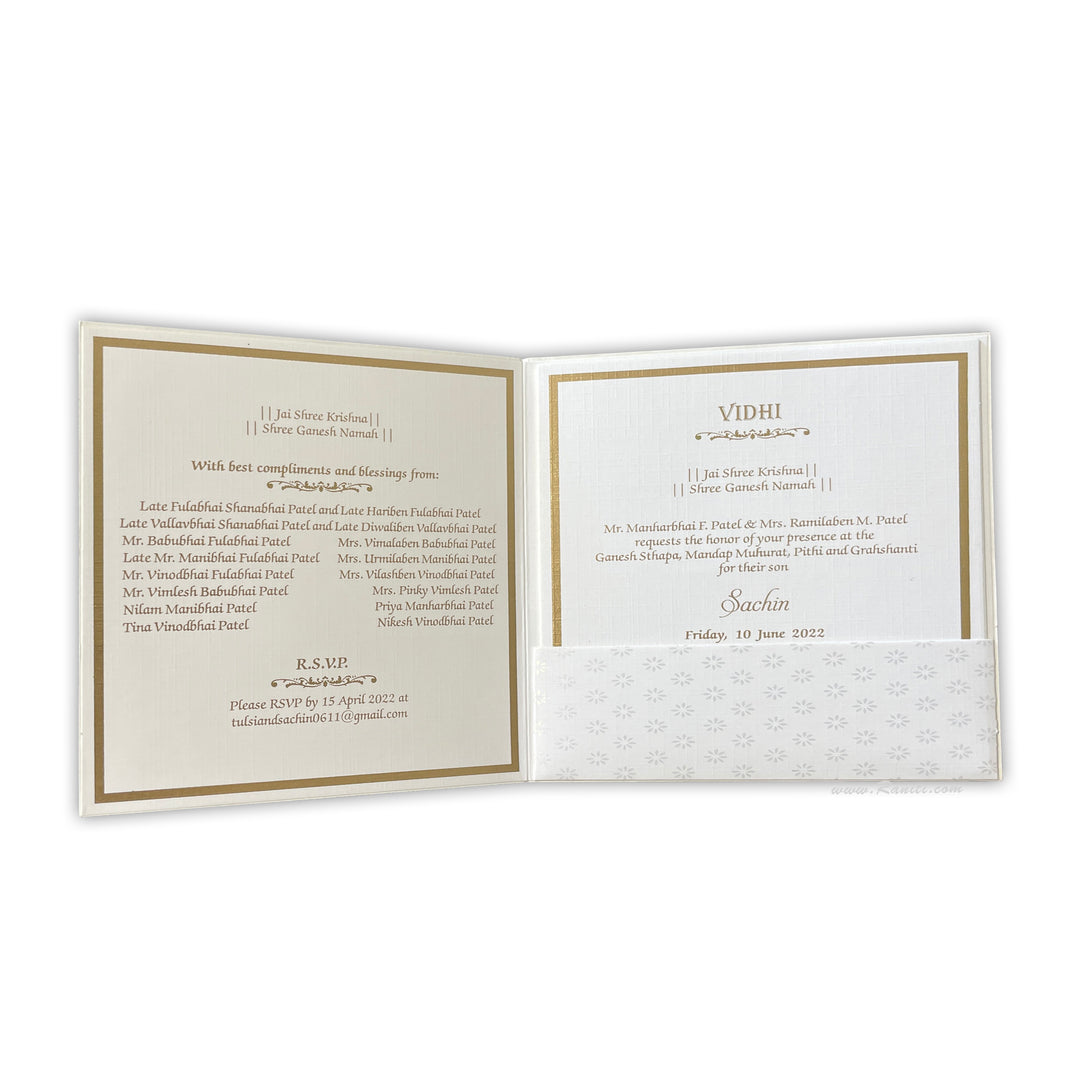 Classic Square 6x6 White Custom Invitation Card | Classic White Custom Invitation Card with Multiple Inserts AM-37  Raniti LLC - Custom Invitations & Stationery