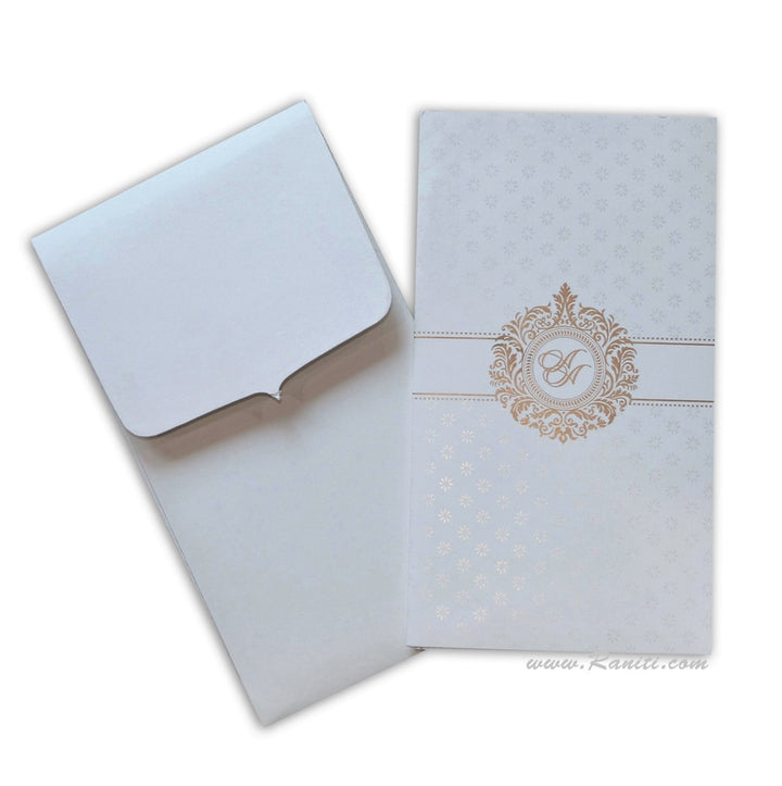 White Portrait Custom Invitation Card with Multiple Inserts | Custom Invitation card with Cascading inserts His & Her Set AM-38  Raniti LLC - Custom Invitations & Stationery