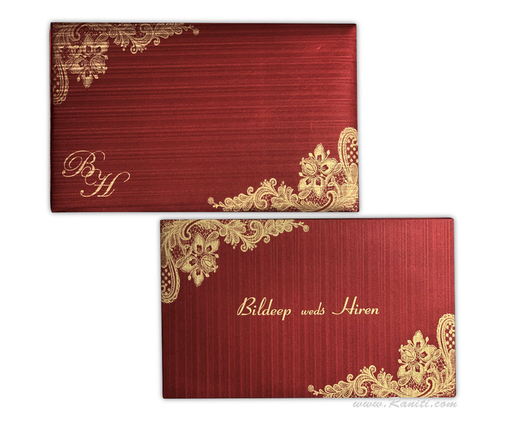 Red Rectangle Wedding Custom Invitation Card, Custom Red Invitations with Multiple Inserts AM-416  Raniti LLC - Custom Invitations & Stationery