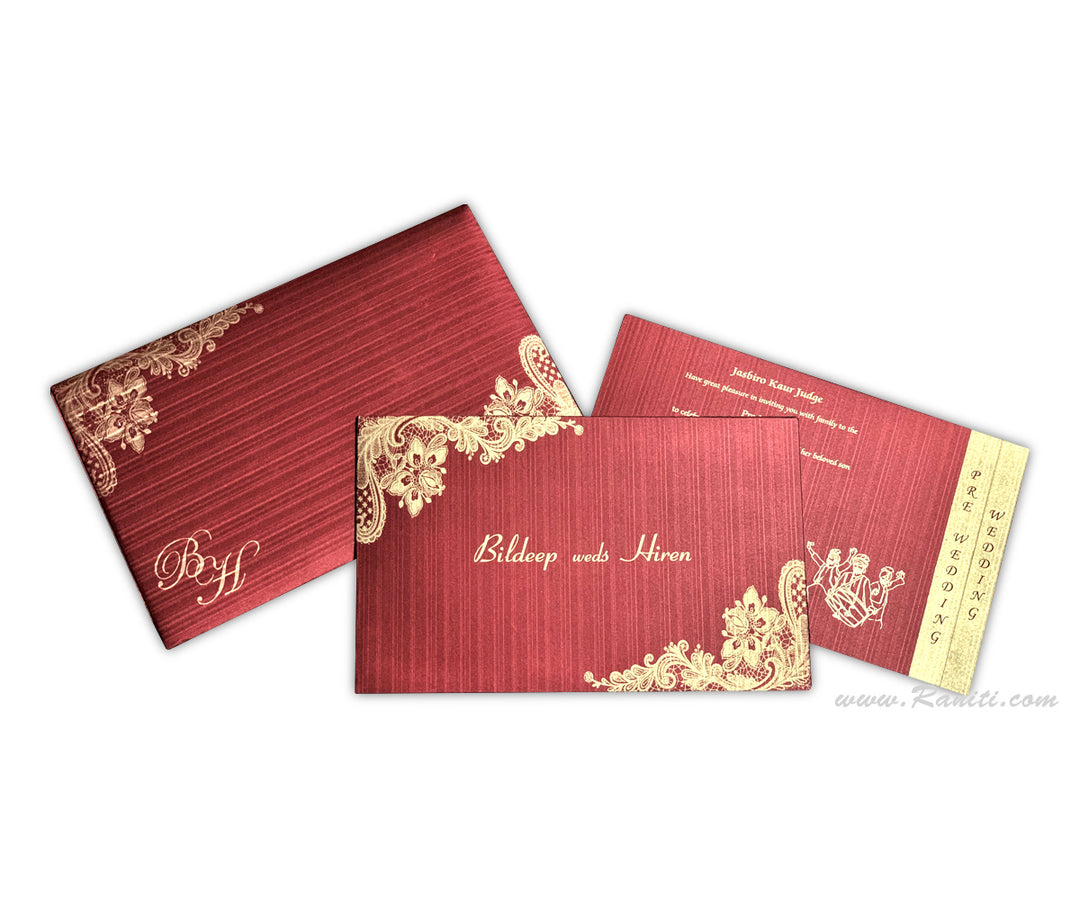 Red Rectangle Wedding Custom Invitation Card, Custom Red Invitations with Multiple Inserts AM-416 Deluxe Raniti LLC - Custom Invitations & Stationery