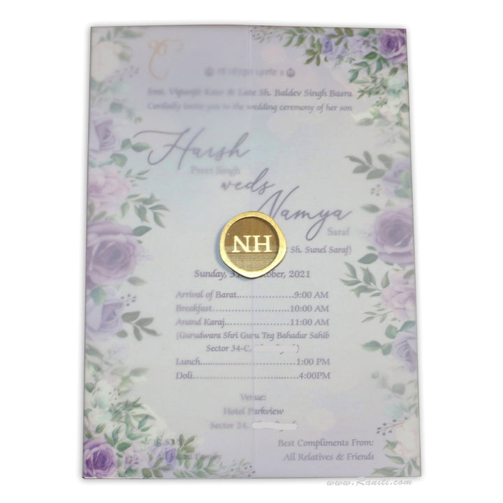 Floral Theme Custom Translucent Vellum Folder Custom Monogram | Classic Invitation Card with Matching Inserts AM-444  Raniti LLC - Custom Invitations & Stationery