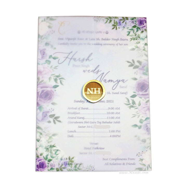 Floral Theme Custom Translucent Vellum Folder Custom Monogram | Classic Invitation Card with Matching Inserts AM-444  Raniti LLC - Custom Invitations & Stationery