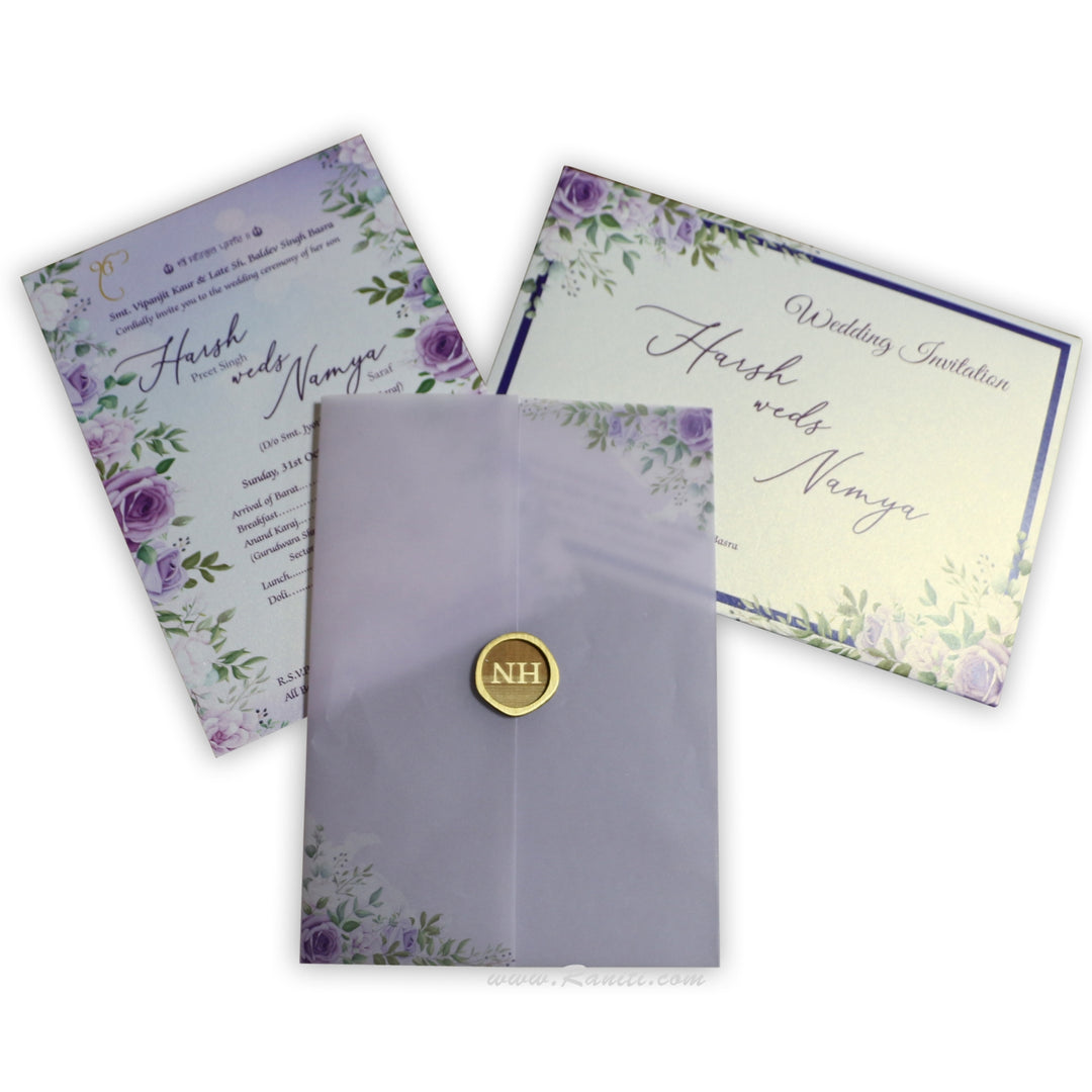 Floral Theme Custom Translucent Vellum Folder Custom Monogram | Classic Invitation Card with Matching Inserts AM-444  Raniti LLC - Custom Invitations & Stationery