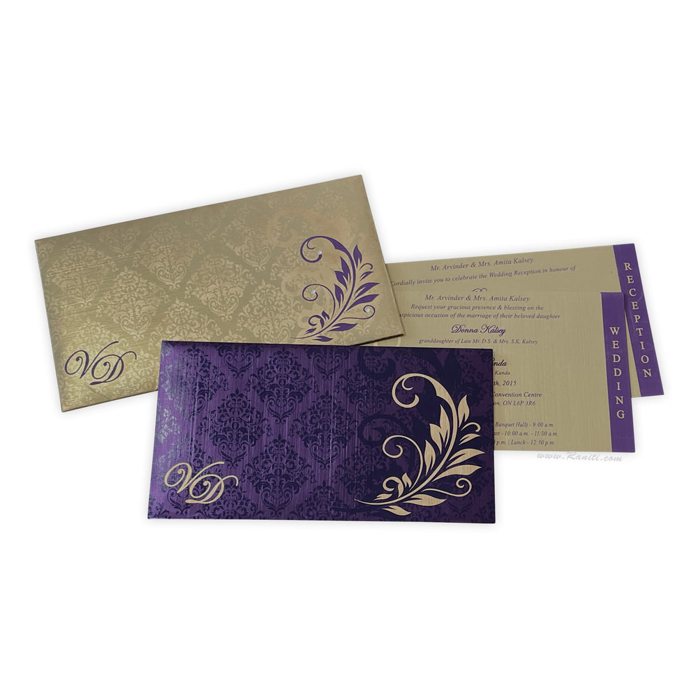 His and Her Purple and Golden Custom Invitation Card, Bride & Groom Set Custom Invitation AM-49  Raniti LLC - Custom Invitations & Stationery