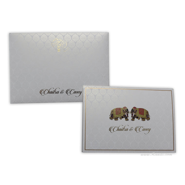 Elephant Theme Gold Foil Custom Luxury Wedding Invitation AM284 | Raniti |  custom wedding | high end wedding invitations