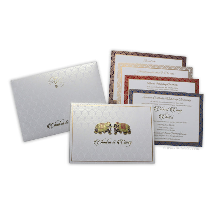 Elephant Theme Gold Foil Classic Custom Luxury Invitation Card with Multiple Inserts AM-284 Deluxe Raniti LLC - Custom Invitations & Stationery