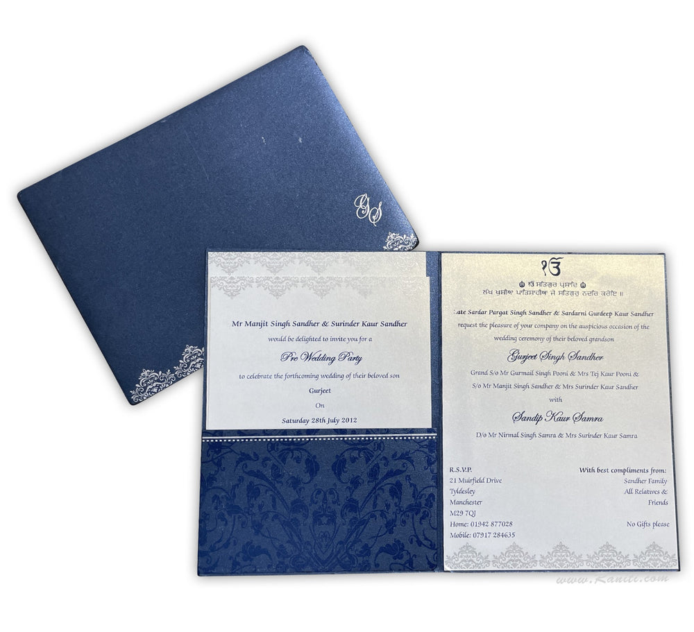 Blue and White Classic Custom Invitation Card with Multiple Inserts in AM-96  Raniti LLC - Custom Invitations & Stationery