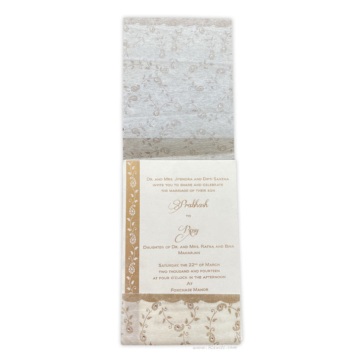 White Woolly Classic Paisley Theme Custom Invitation Card with Multiple Inserts AM-99  Raniti LLC - Custom Invitations & Stationery