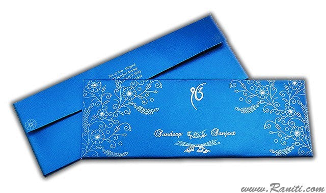 Trifold Hardcover Royal Blue Custom Invitation Card with Rhinestones AMH-141  Raniti LLC - Custom Invitations & Stationery