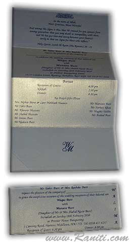 Trifold Hardcover Small Dark Blue Custom Invitation Card AMH-151  Raniti LLC - Custom Invitations & Stationery