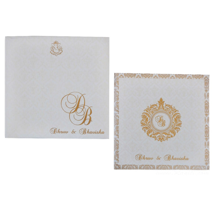 Classic Square Heavyback White Custom Invitation Card | Classic White Custom Invitation Card with Multiple Inserts AMH-197  Raniti LLC - Custom Invitations & Stationery