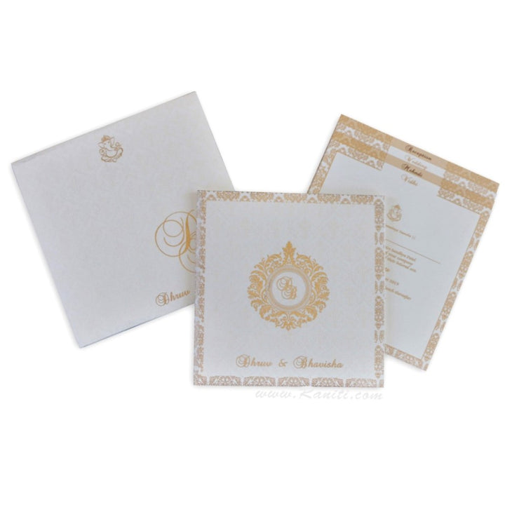 Classic Square Heavyback White Custom Invitation Card | Classic White Custom Invitation Card with Multiple Inserts AMH-197 Premium Raniti LLC - Custom Invitations & Stationery