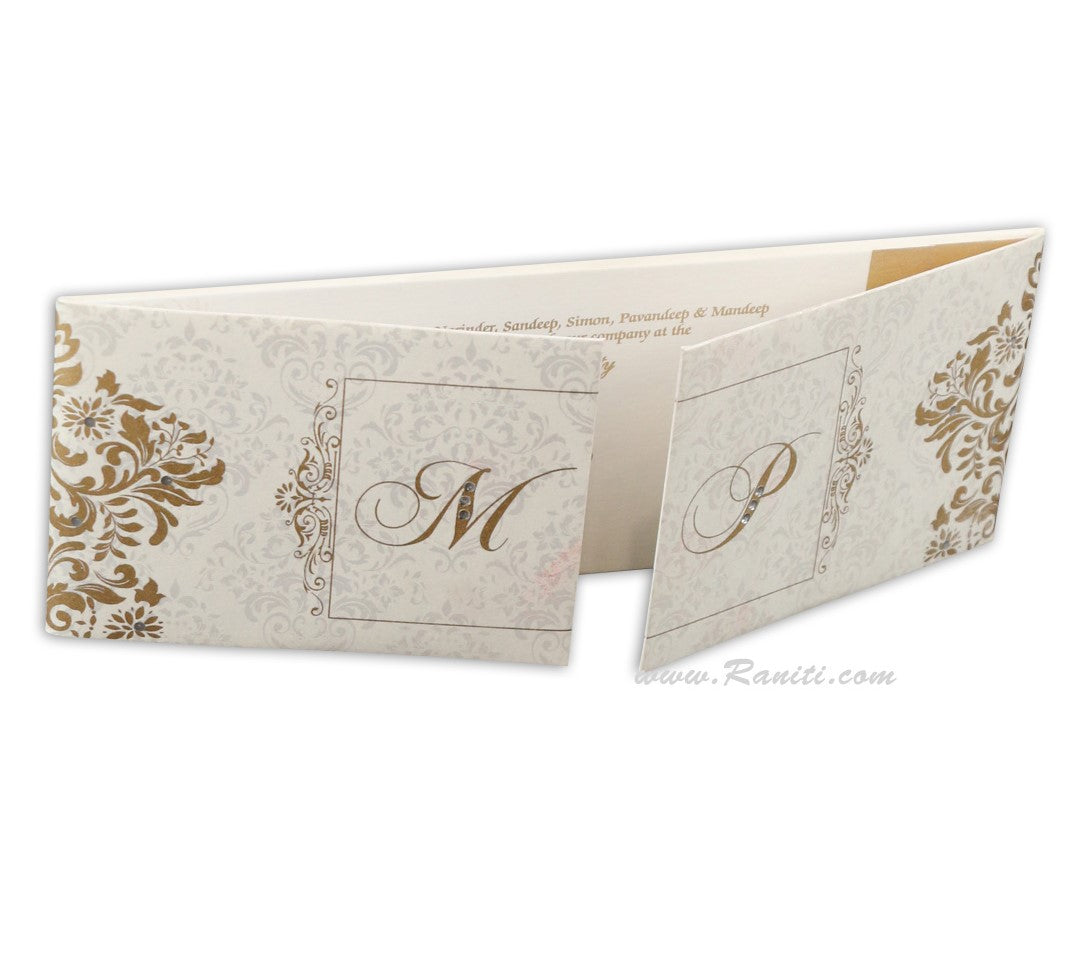 Gatefold Hard Cover White Custom Invitation | Raniti LLC