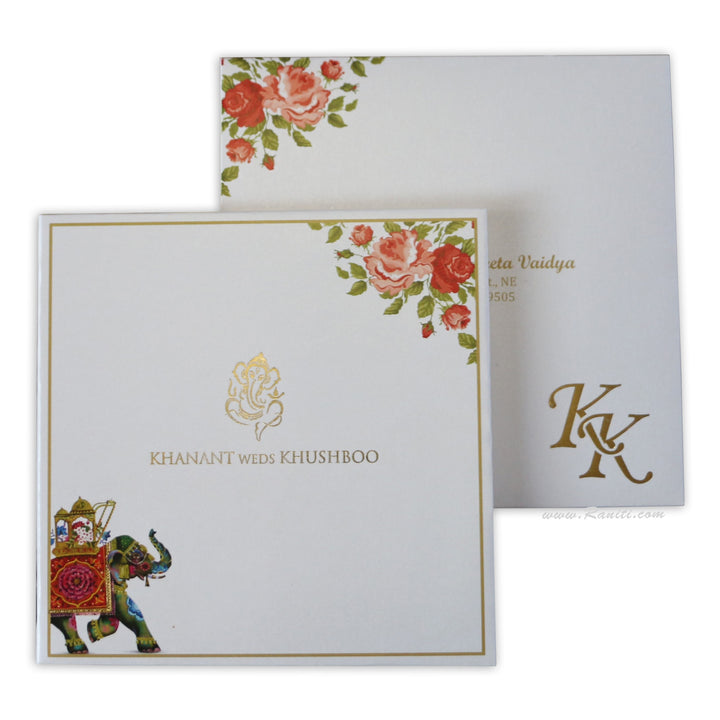 Royal Heavy back Floral & Foil Print Classic Custom Wedding Invitation Card AMH-202  Raniti LLC - Custom Invitations & Stationery