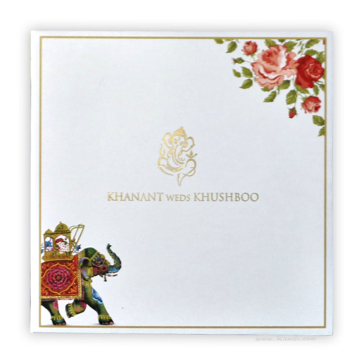 Royal Heavy back Floral & Foil Print Classic Custom Wedding Invitation Card AMH-202  Raniti LLC - Custom Invitations & Stationery