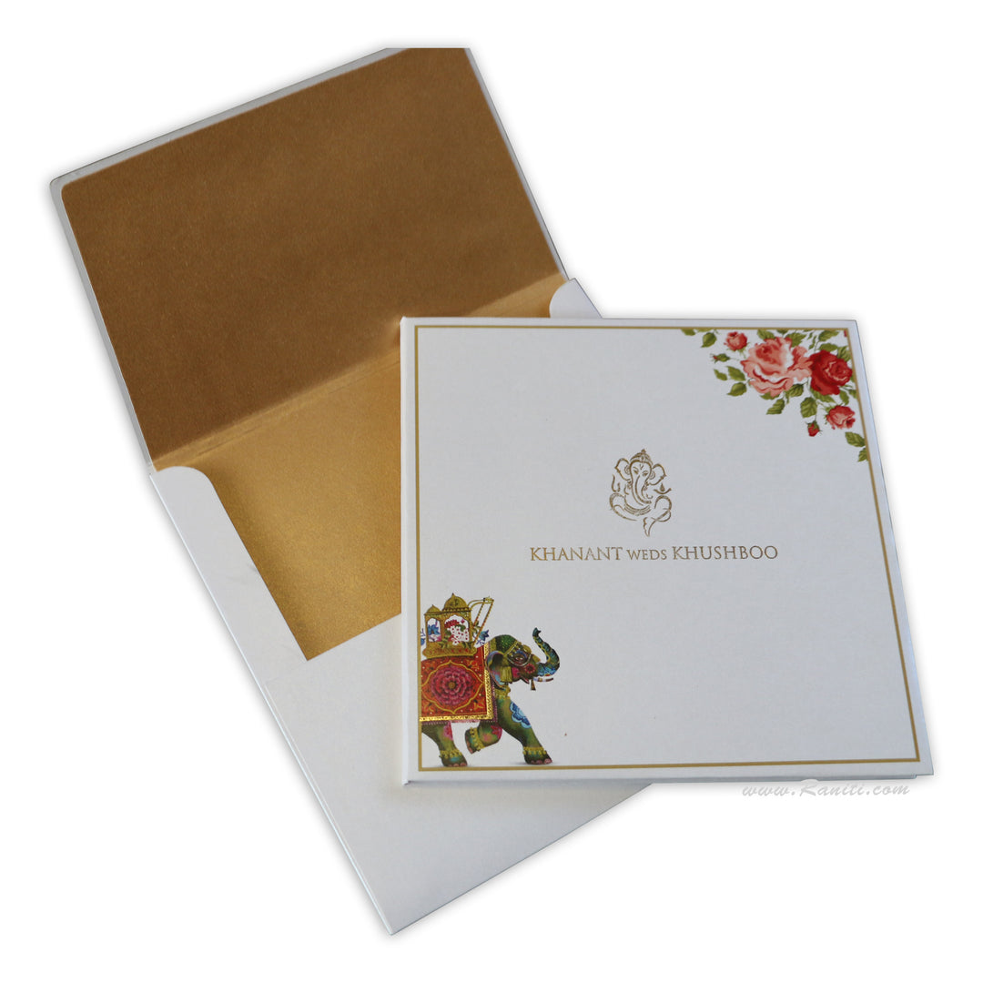 Royal Heavy back Floral & Foil Print Classic Custom Wedding Invitation Card AMH-202  Raniti LLC - Custom Invitations & Stationery