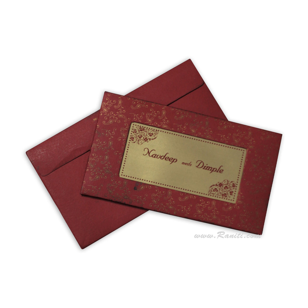 Red and Gold Heavyback Custom Invitation Card with Multiple inserts | Traditional Custom Unique Invitation Card - AMH-71  Raniti LLC - Custom Invitations & Stationery