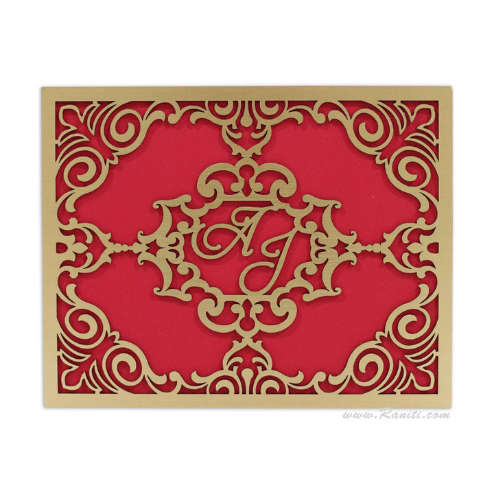 Luxury Red & Gold Laser Cut Custom Wedding Invitations AMHL90 | Raniti | laser cut wedding invitations | custom wedding stationery