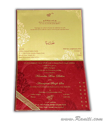 Luxury Red and Gold Laser Cut Hard Cover Custom Wedding Invitation Card AMHL-90  Raniti LLC - Custom Invitations & Stationery