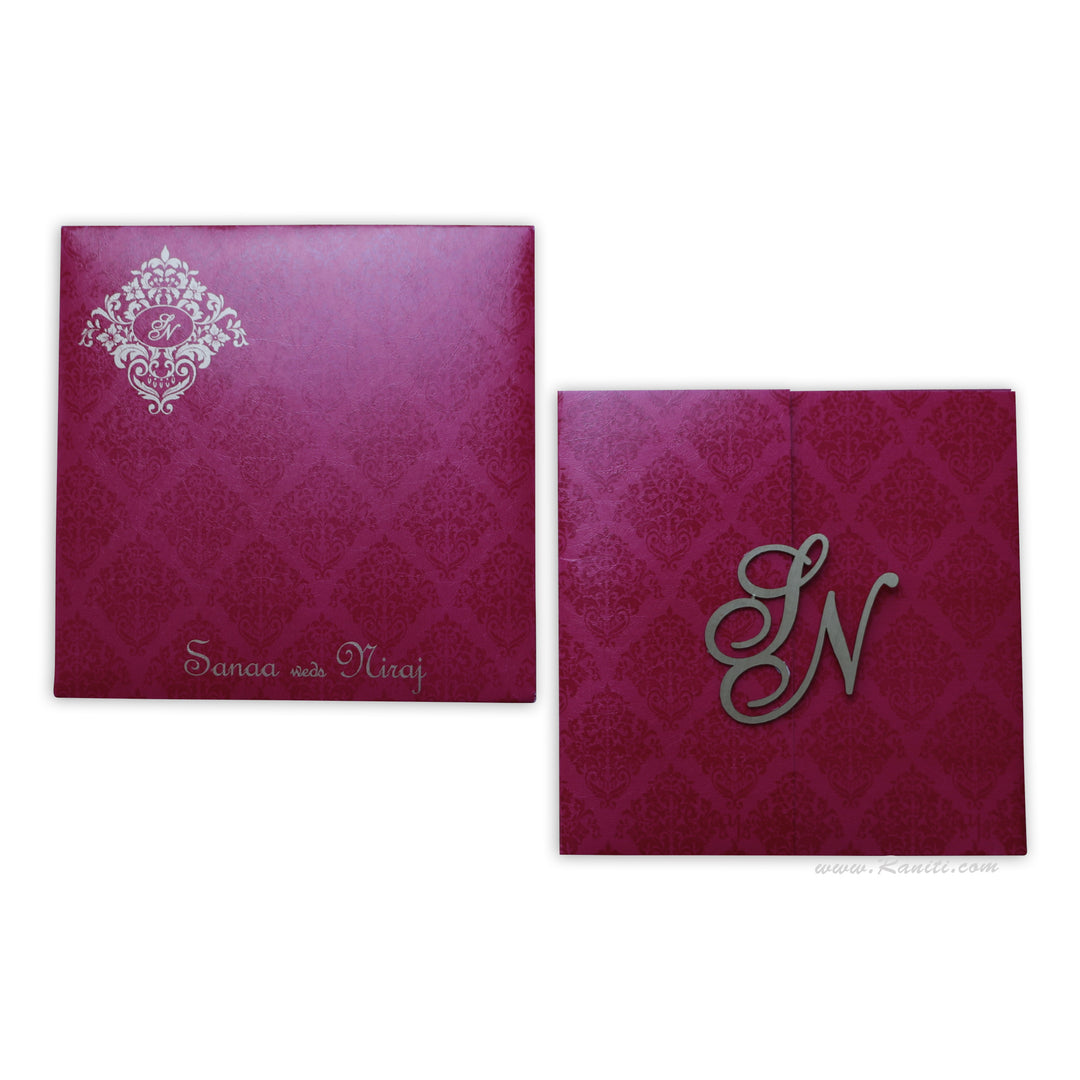 Laser Cut Initials Gatefold His and Her Custom Invitation Card, Bride and Groom Combined Invitation Set AML-404  Raniti LLC - Custom Invitations & Stationery