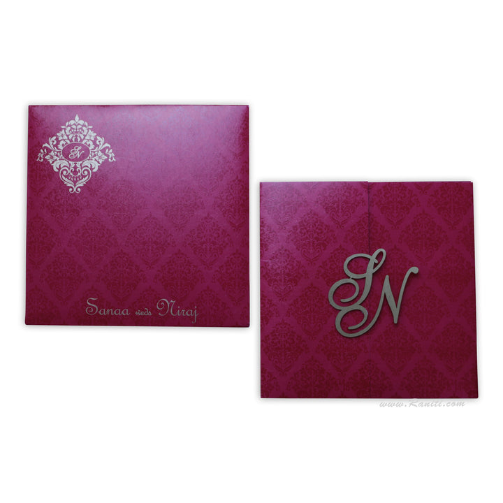 Laser Cut Initials Gatefold His and Her Custom Invitation Card, Bride and Groom Combined Invitation Set AML-404  Raniti LLC - Custom Invitations & Stationery