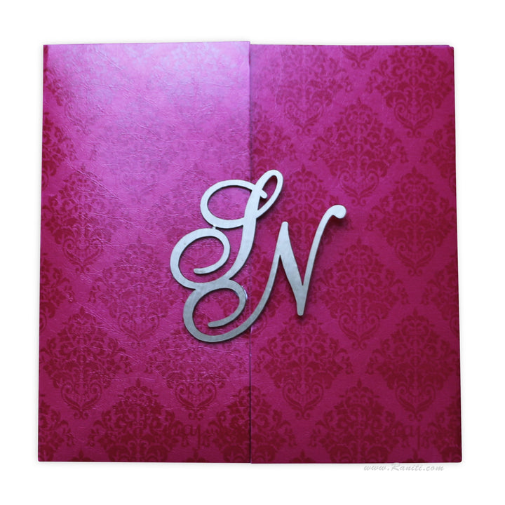 Laser Cut Initials Gatefold His and Her Custom Invitation Card, Bride and Groom Combined Invitation Set AML-404  Raniti LLC - Custom Invitations & Stationery