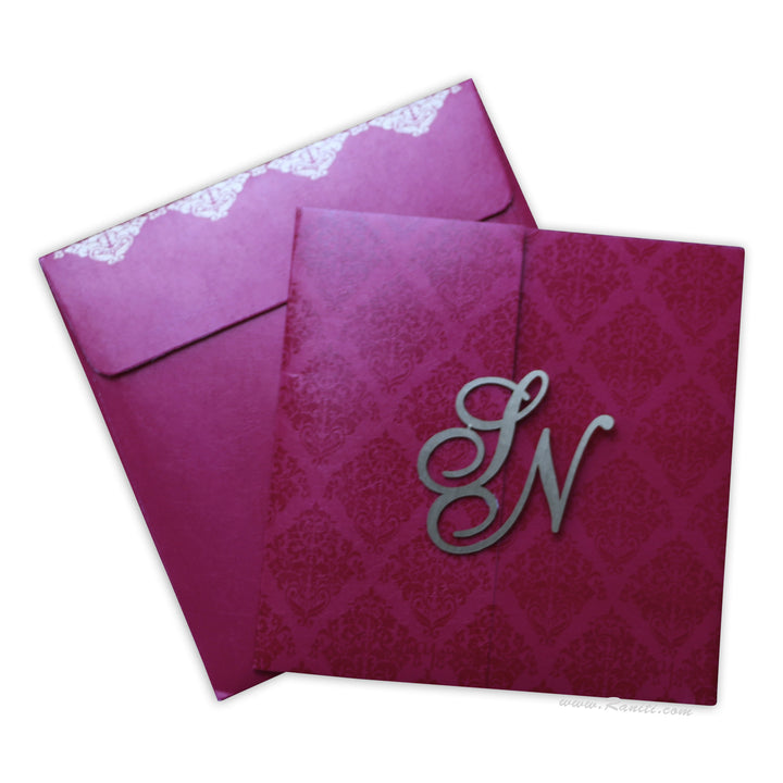 Laser Cut Initials Gatefold His and Her Custom Invitation Card, Bride and Groom Combined Invitation Set AML-404  Raniti LLC - Custom Invitations & Stationery