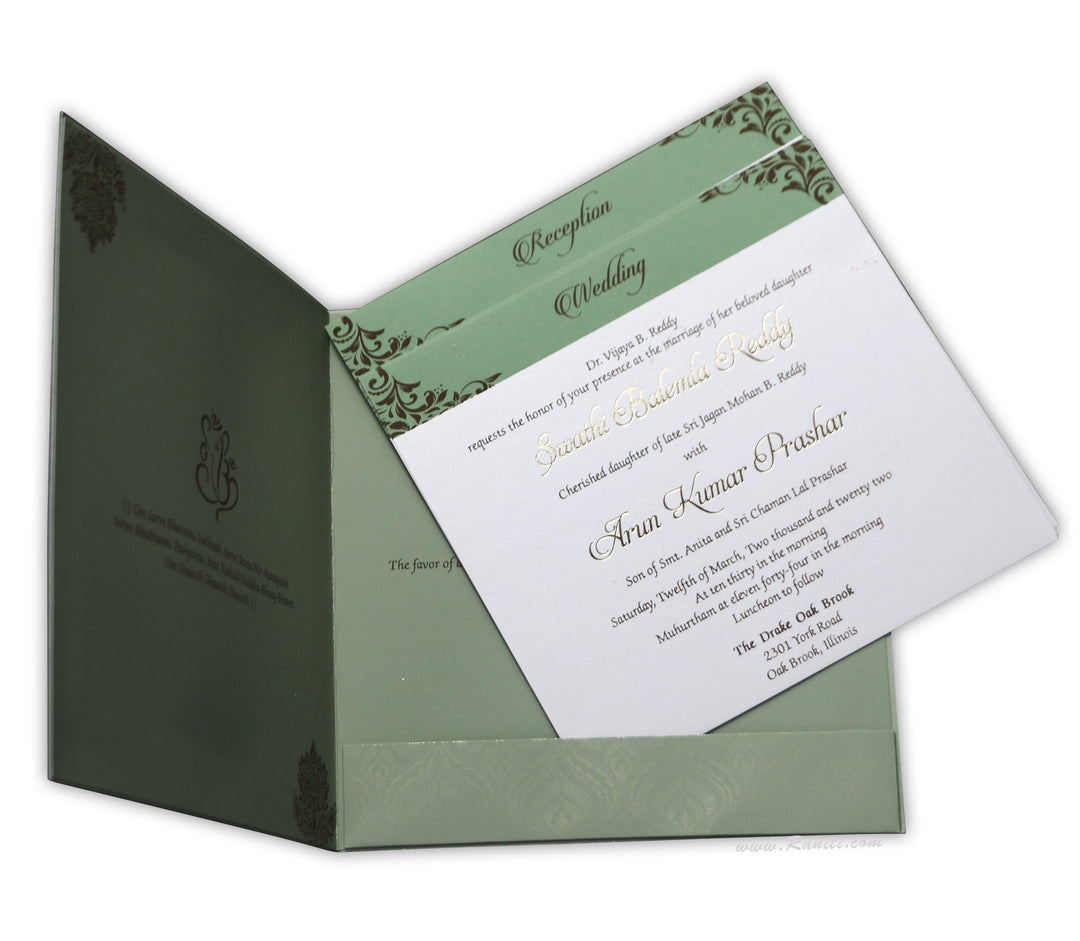 Custom Unique Foil Design and Lasercut Mirror Etched Monogram Custom Luxury Royal Wedding Invitation Card with Multiple Inserts AML-5  Raniti LLC - Custom Invitations & Stationery