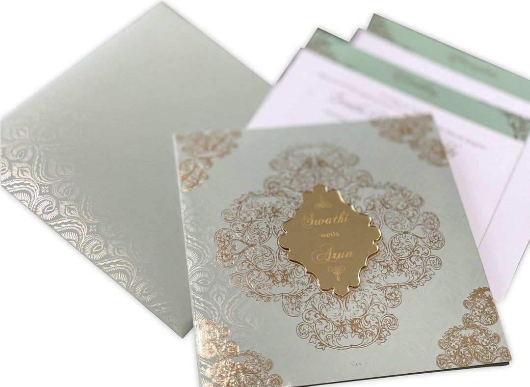 Unique Foil Design & Custom Lasercut Wedding Invitation AML5 | Raniti | customized wedding cards