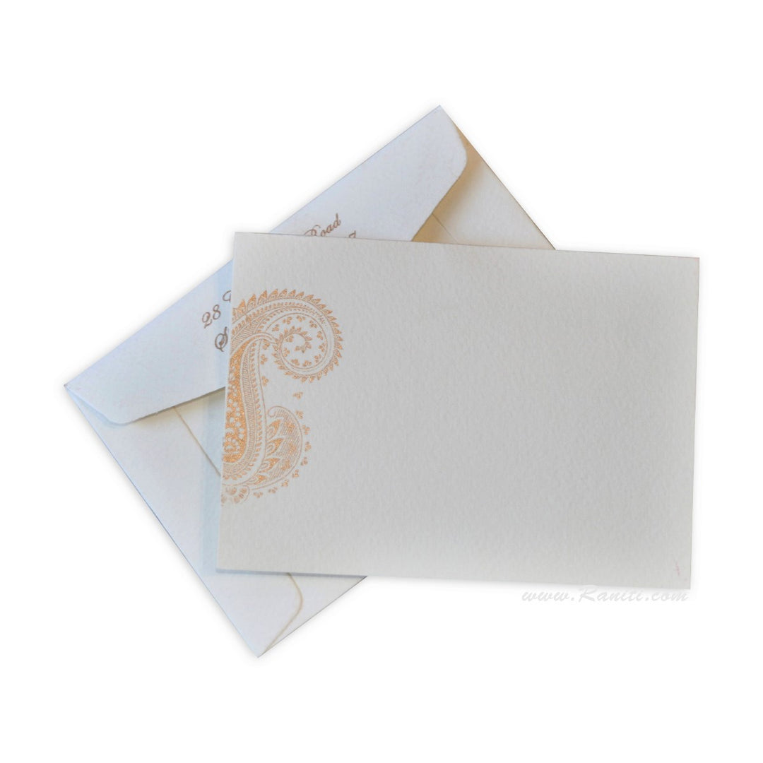 Paisley Theme Custom Note Cards | Note Cards Gift Tag Cards with Envelope | Pack of 25-50 and 100 Note Cards AMNC-7  Raniti LLC - Custom Invitations & Stationery