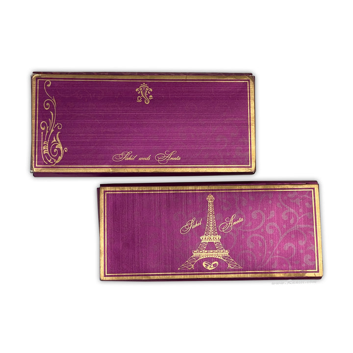 Paris Theme Royal Custom Box Scroll Invitation Card AMSC-45  Raniti LLC - Custom Invitations & Stationery