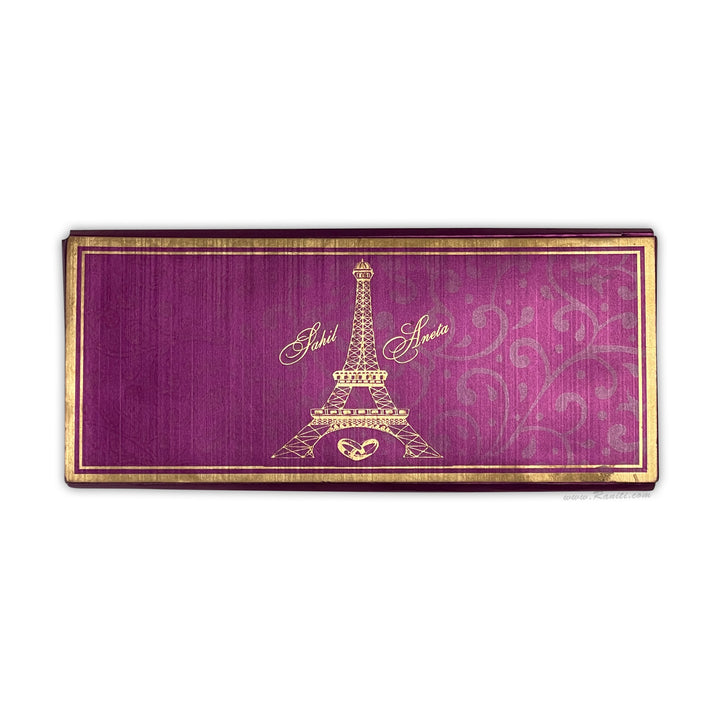 Paris Theme Royal Custom Box Scroll Invitation Card AMSC-45  Raniti LLC - Custom Invitations & Stationery