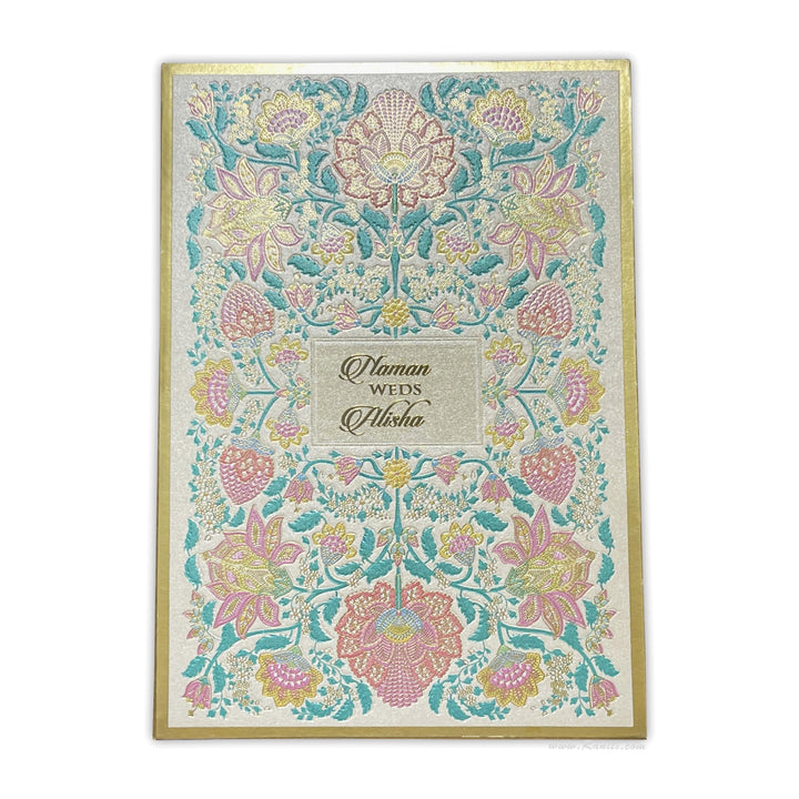 Embossed, Multicolored Floral Gold Foil Classic Custom Luxury Invitation Card with Multiple Inserts IPC-1  Raniti LLC - Custom Wedding Invitations & Stationery