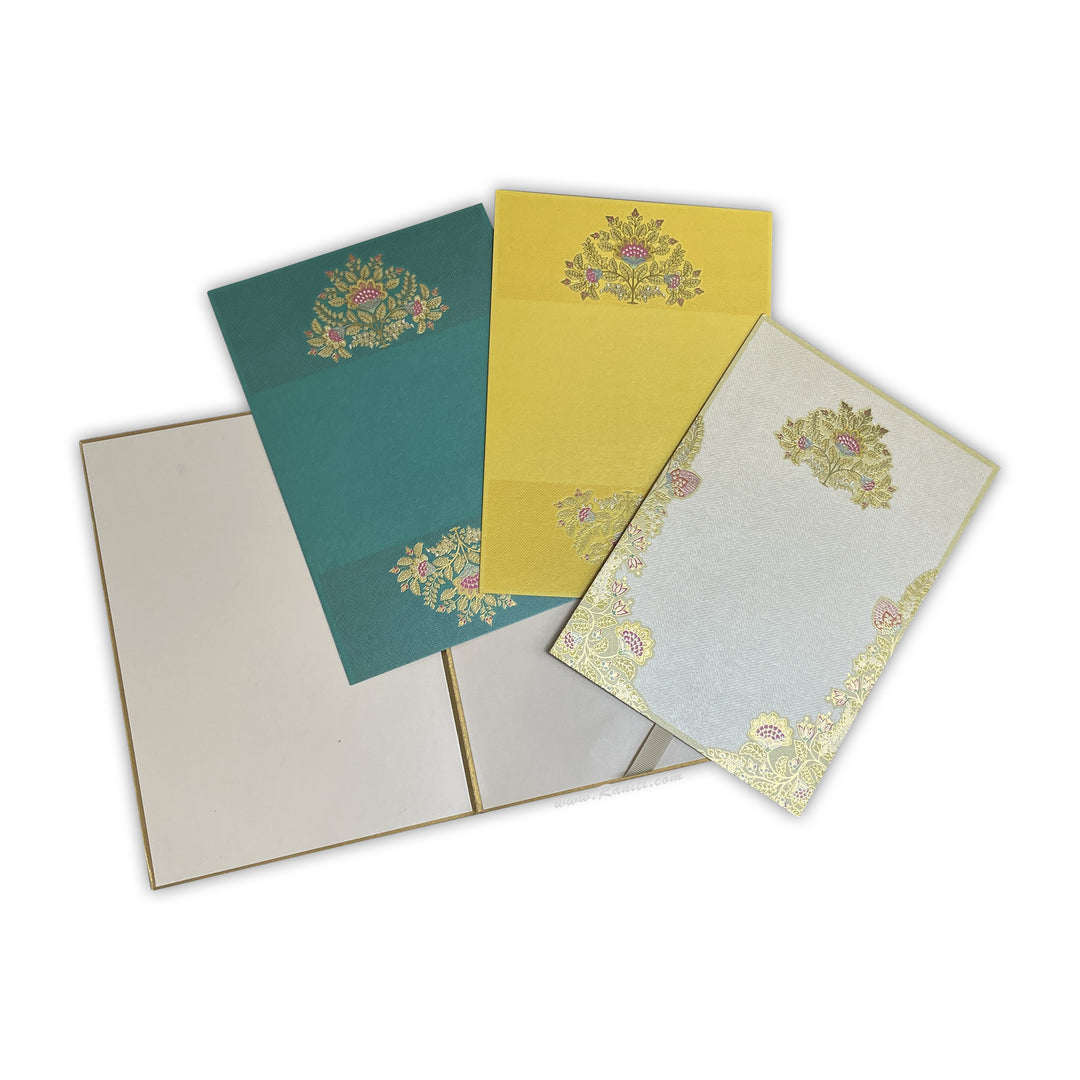 Embossed, Multicolored Floral Gold Foil Classic Custom Luxury Invitation Card with Multiple Inserts IPC-1  Raniti LLC - exclusive wedding cards