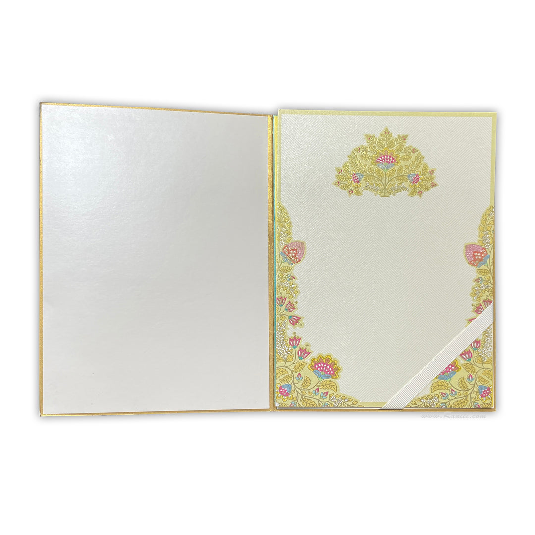 Embossed, Multicolored Floral Gold Foil Classic Custom Luxury Invitation Card with Multiple Inserts IPC-1  Raniti LLC - luxury wedding card design