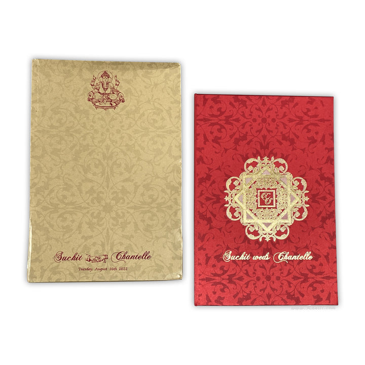 Satin Fabric Custom Heavyback Wedding Invitation card with Multiple Inserts | Red Satin fabric Traditional Custom Wedding Invitation IPCH-10  Raniti LLC - Custom Invitations & Stationery