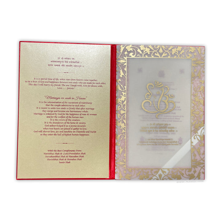 Satin Fabric Custom Heavyback Wedding Invitation card with Multiple Inserts | Red Satin fabric Traditional Custom Wedding Invitation IPCH-10  Raniti LLC - Custom Invitations & Stationery