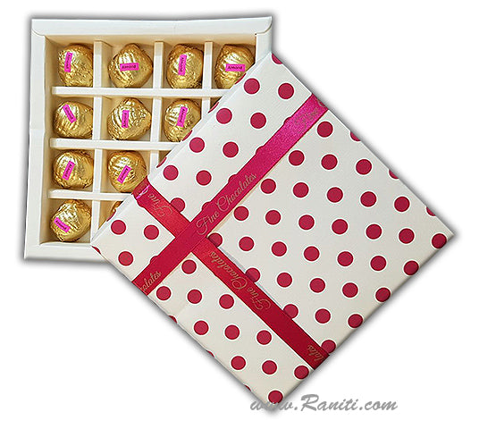 Polka Dots Theme Theme Custom Sweet Chocolate Box |Wedding Chocolate Box | Traditional Sweet Favor Boxes | Thank You Gift Boxes | AMSB-43  Raniti LLC - Custom Invitations & Stationery