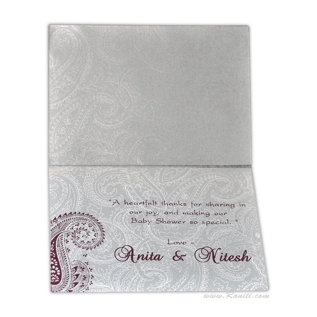 Custom Thank You Cards for Wedding Guests, Paisley Theme Personalized Thank you cards with Rhinestones, Custom Add on Stationery TY-13  Raniti LLC - Custom Invitations & Stationery