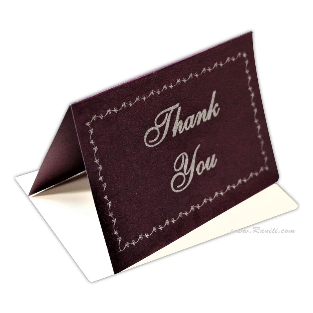 Custom Purple White Thank You Cards for Wedding Event Guests, Personalized Stationery TY-20  Raniti LLC - Custom Invitations & Stationery