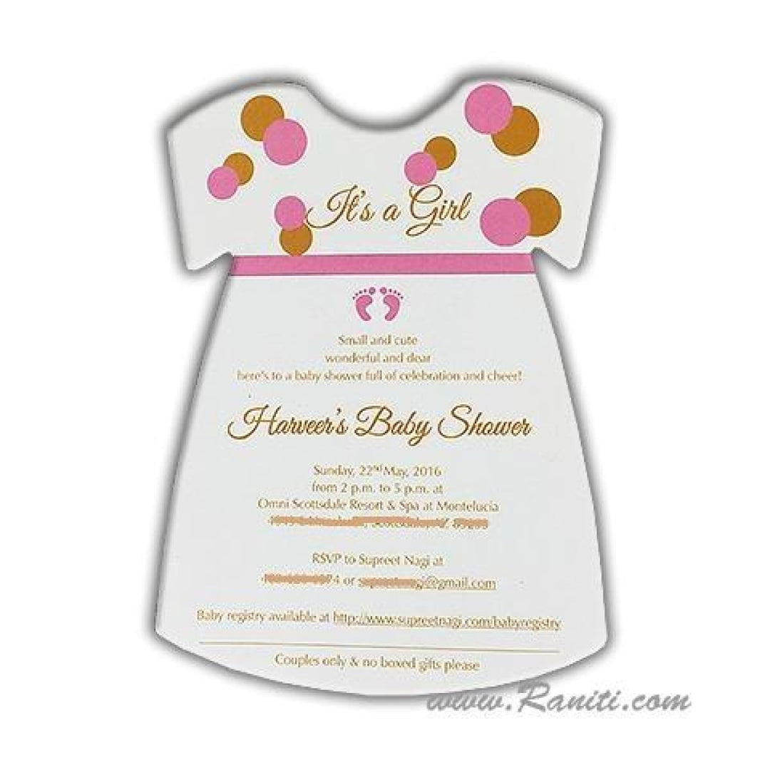 Baby Girl Shower and Announcement Card | Unique Custom Baby Shower Invitation Card AMSO-218 freeshipping - Raniti LLC - Custom Invitations & Stationery