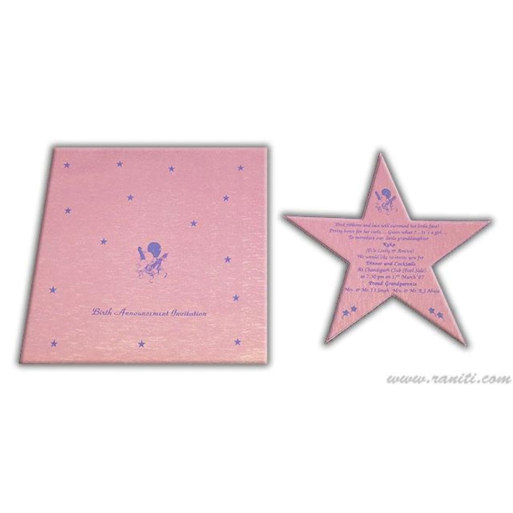 Baby Girl Star Announcement Party Custom Invitation AMSO-3 freeshipping - Raniti LLC - Custom Invitations & Stationery